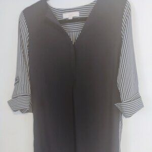 LOFT Petites Striped Sleeve Contrast Dress in Size Small